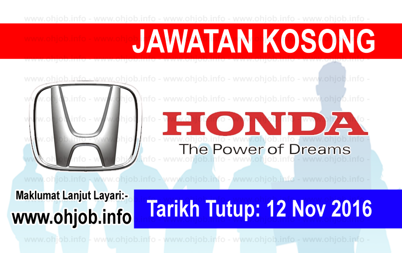 Jawatan Kerja Kosong Honda Malaysia Sdn Bhd logo www.ohjob.info november 2016