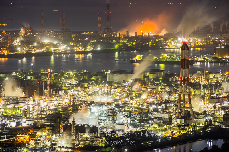 倉敷市水島 鷲羽山スカイラインの工場夜景スポット 工場夜景スポット情報