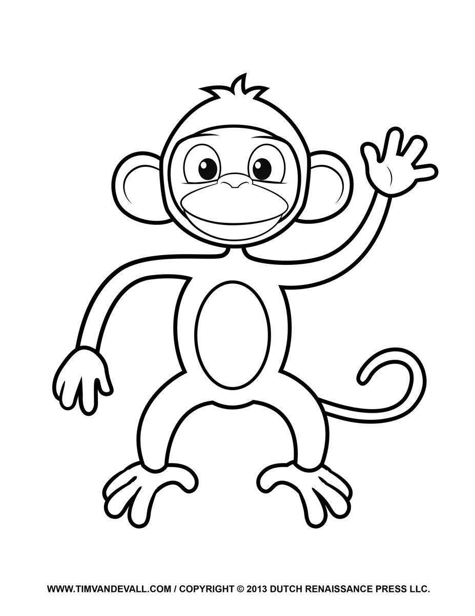 Printable Monkey Clipart, Coloring Pages, Cartoon & Crafts for Kids