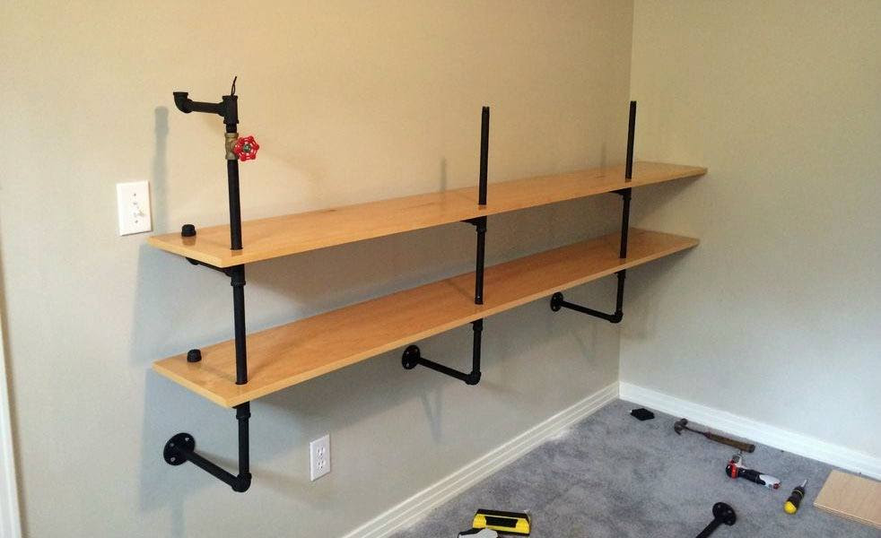 DIY: Lighted Pipe Shelving Cool Material