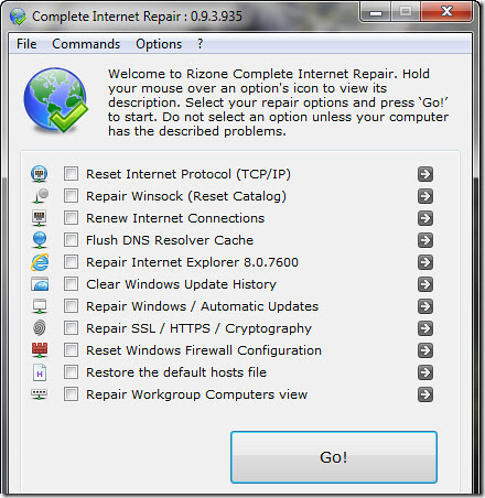 Complete internet repair