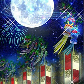 夏空物語 七夕と花火 七夕 和風 幻想壁紙