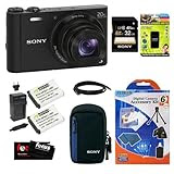 Sony DSC-WX300/B 18 MP Digital Camera with 20x Optical Image Stabilized Zoom and 3-Inch LCD Bundle with Sony 32GB SDHC Memory Card + Sony Camera Case+ Wasabi Power Replacement Battery and Charger Kit for Sony NP-BX1 and Sony Cyber-shot DSC-RX1 and