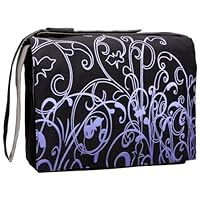 15.4 inch Black & Purple Fleur Floral Abstract Laptop Notebook Padded Compartment Shoulder Messenger Bag