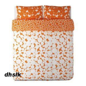 New IKEA HULDA RUND ORANGE White KING DUVET COVER Set RETRO