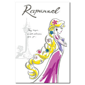 絵柄が大人っぽい ディズニープリンセスのグリッターポストカード きらめくラインストーン付き