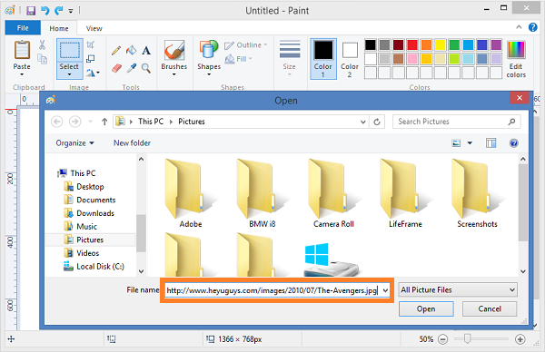 Want to edit an online image in Paint? Paste the image URL directly into Paint to open it.