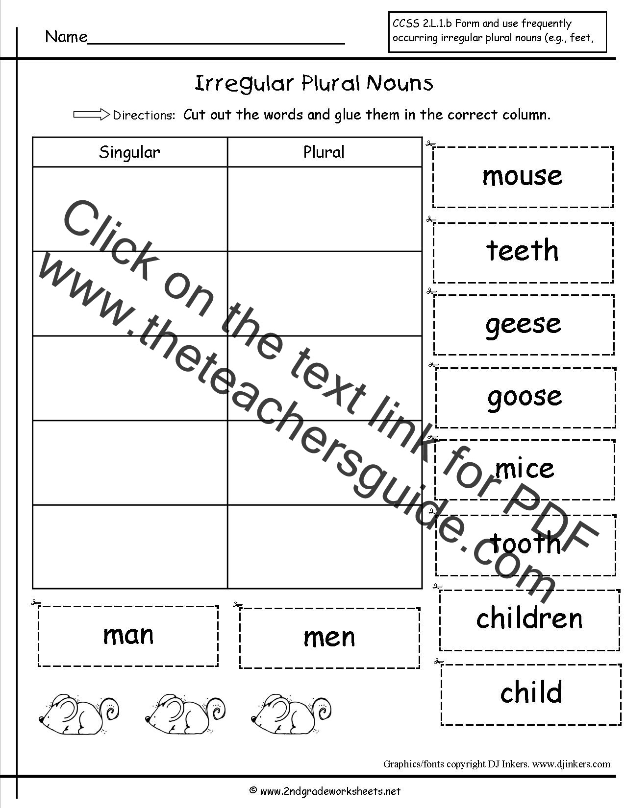 Singular and Plural Nouns Worksheets