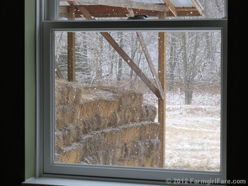 Snowfall through the upstairs windows 1 - FarmgirlFare.com