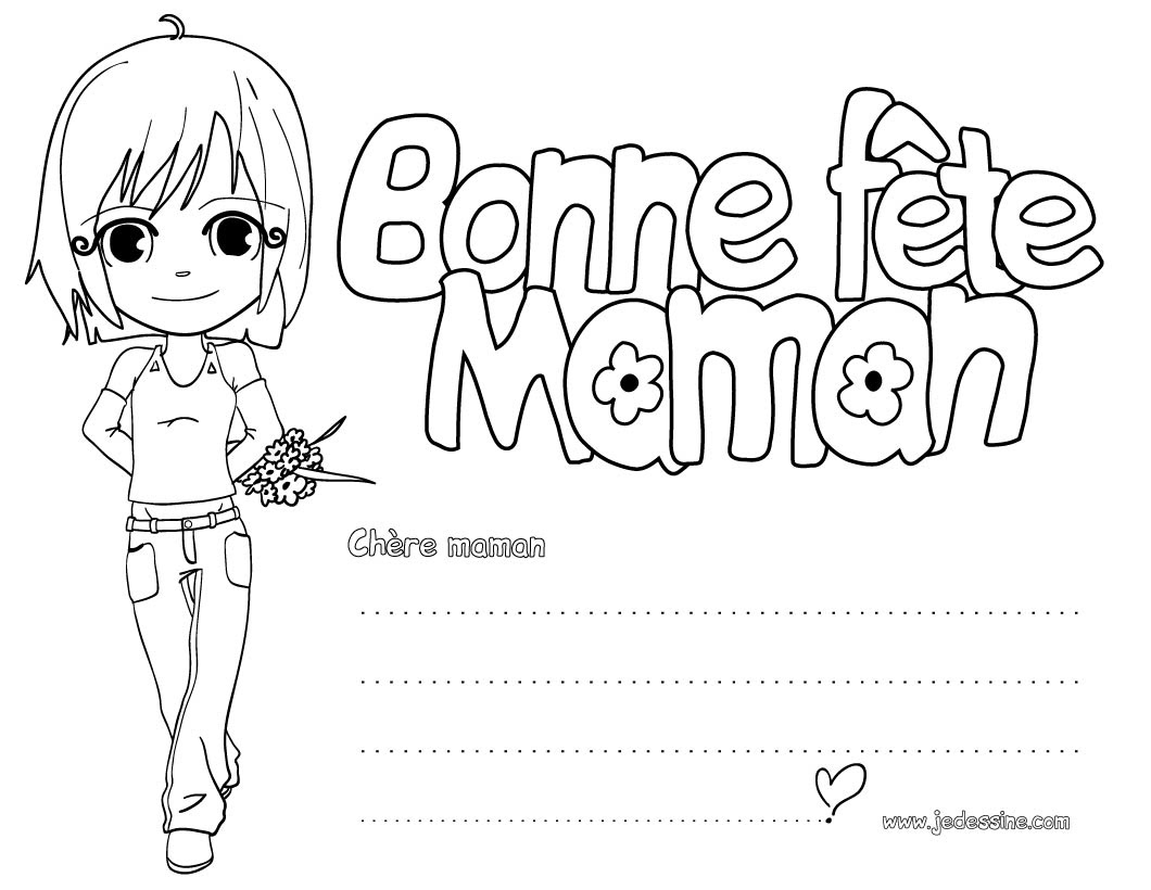 Coloriage Fªte des m¨res Ana offre des fleurs