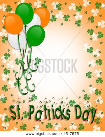 St Patricks Day Balloons Border. Illustration for St Patricks day card border background invitation decoration clip art with balloons and copy space.