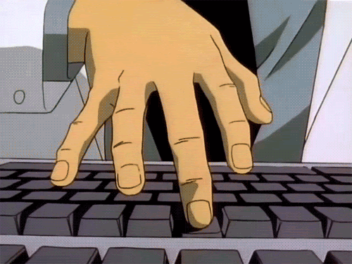 anime keyboard exit key the metal idol animated GIF