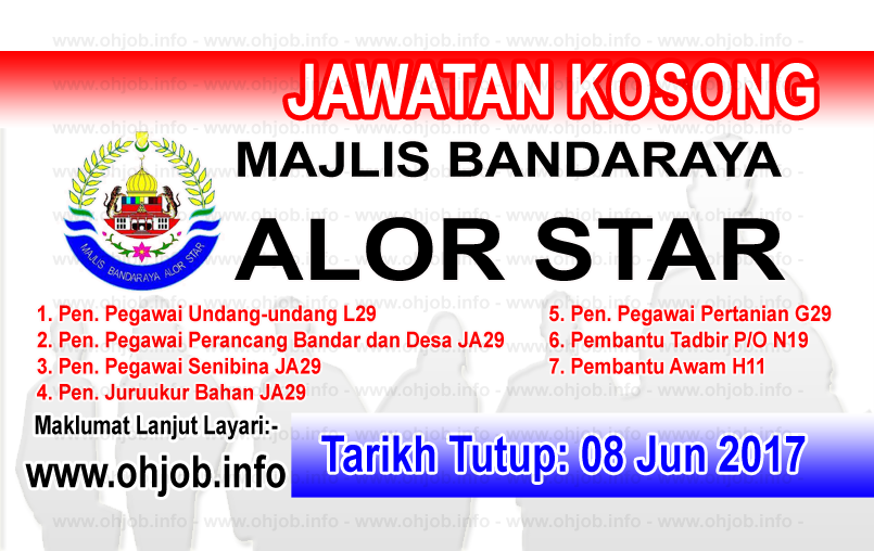 Jawatan Kosong MBAS - Majlis Bandaraya Alor Setar (08 Jun 2017)