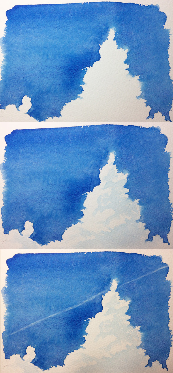 透明水彩初心者向け 青空 夏空 を簡単に描いてみよう