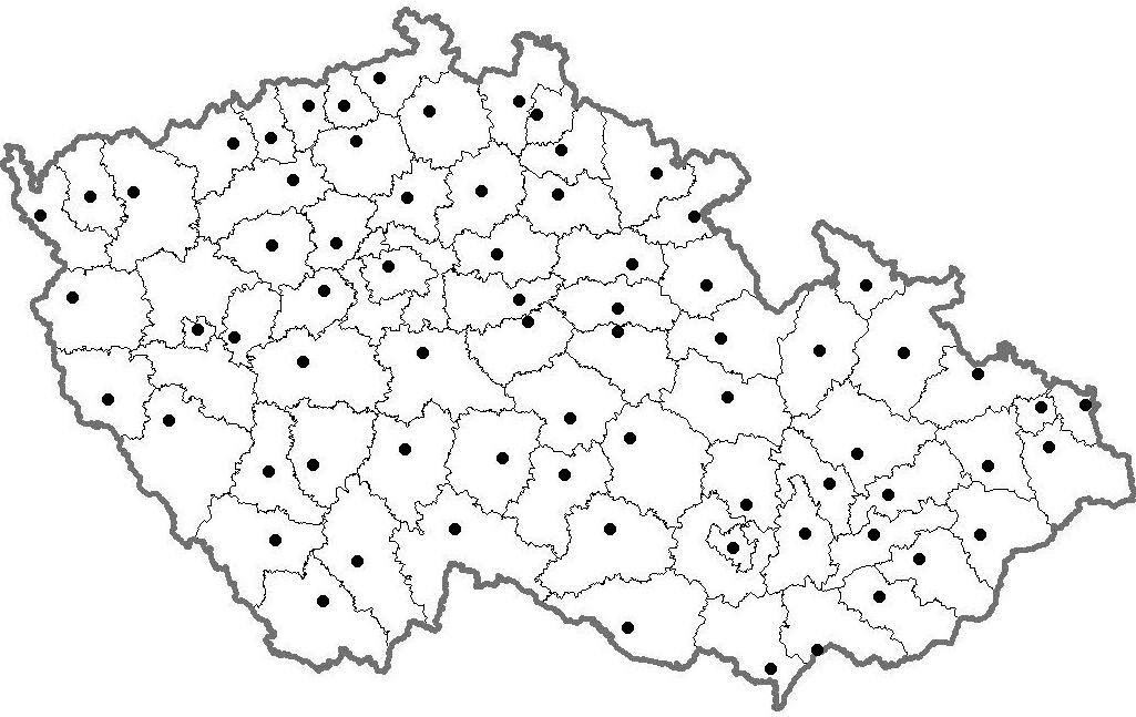 okresy české republiky mapa Slepá mapa okresů ČR s okresními městy okresy české republiky mapa