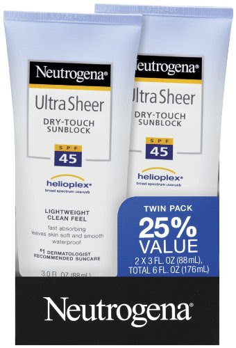 Neutrogena Ultra Sheer SPF 45 Twin Pack 3.0 Fl Oz