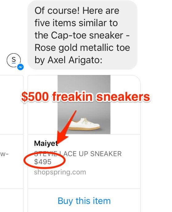 It couldn't remember my price range in the "see more like this" suggestions.