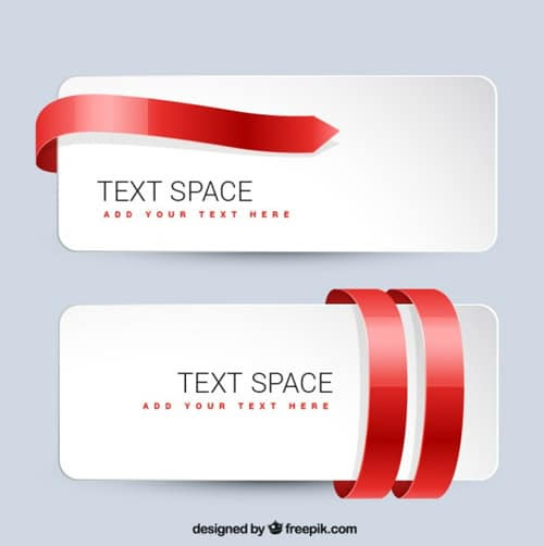 White-banners-with-red-ribbons