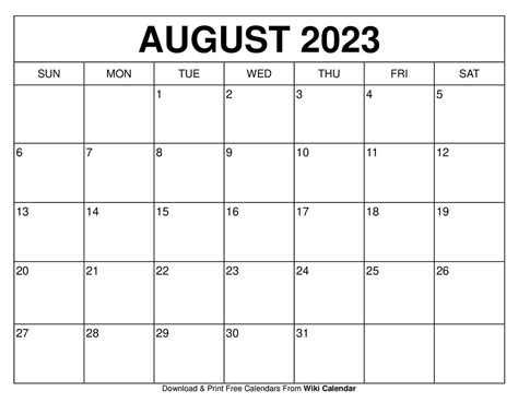 Webdownload free printable 2023 monthly calendar template with holidays in a landscape layout word document. august 2023 calendar printable wiki get latest map update