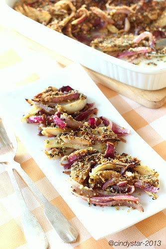 crumble finocchi e cipolle rosse