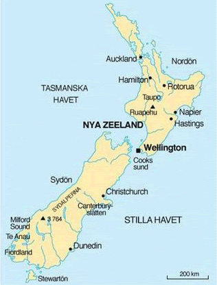 karta nya zeeland Karta NYA ZEELAND   reseledaren.nu