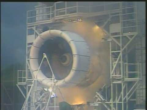 This is a video of an engine on a test stand when a turbine blade is ...
