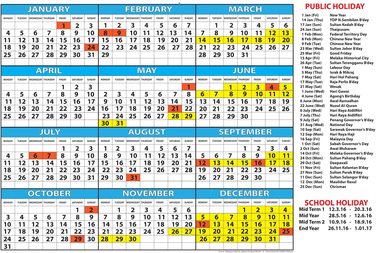 Malaysia calendar 2016 | BLUE HEAVEN DIVERS