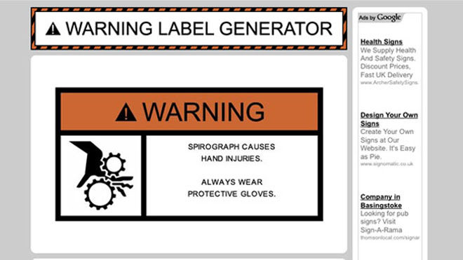 Warning Label Generator – fun and useful! | The Diginate.com Blog