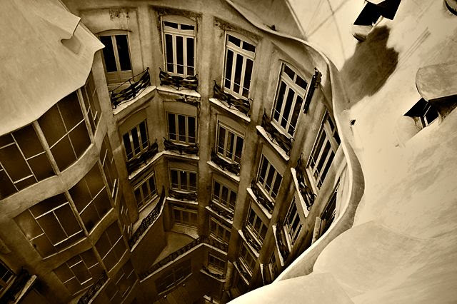 La Pedrera or Casa Mila: Inner Court and Air Shaft [enlarge]