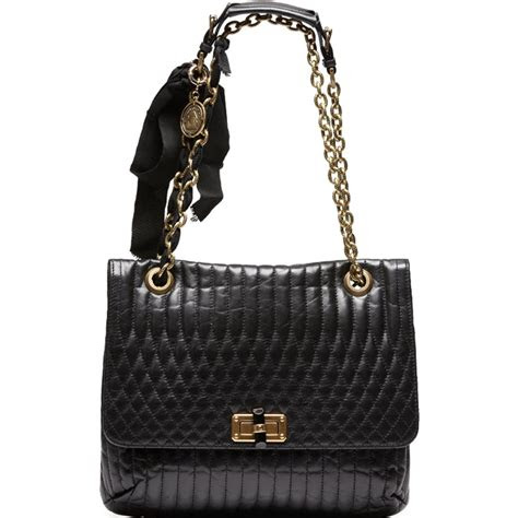 lanvin happy black quilted leather shoulder bag