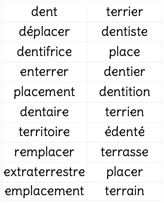 Les Mots De La Meme Famille La Caverne D Alisette