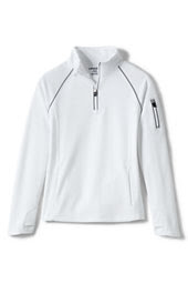 School Uniform Little Girls Performance Active Half Zip-White,L