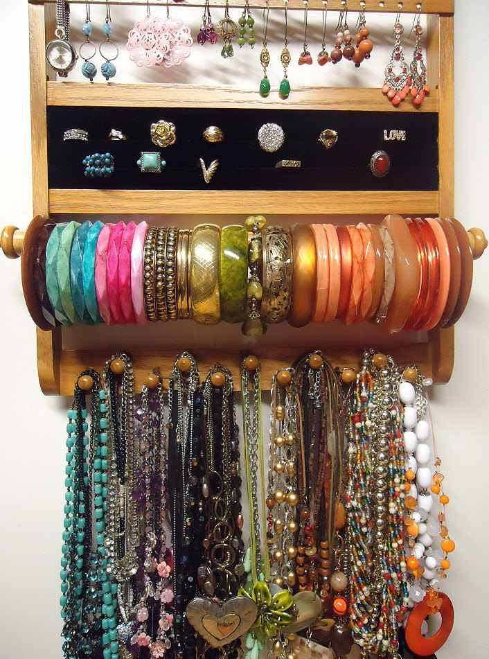 Deluxe Jewelry Holder Organizer Honey Oak â