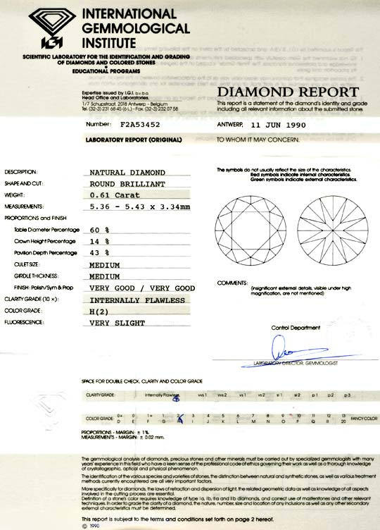 Foto 9, Diamant IGI 0,61ct Brillant, Lupenrein Wesselton Juwel!, D5735