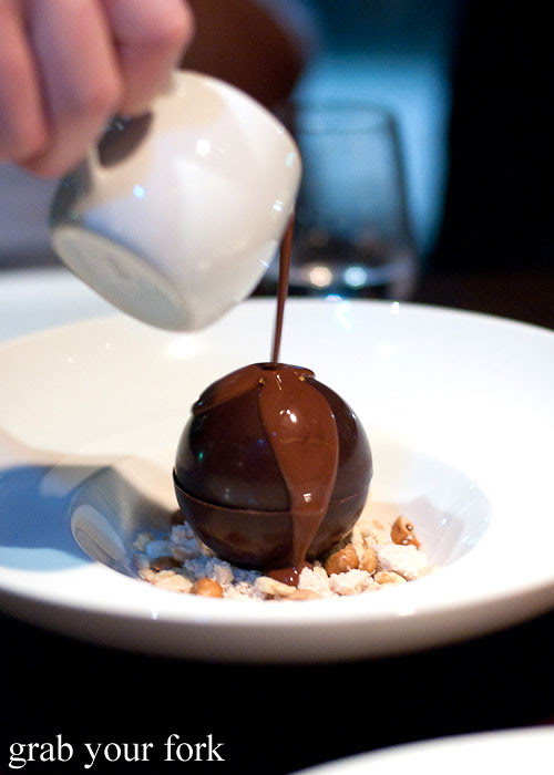 chocolate dome dessert at black by teage ezard