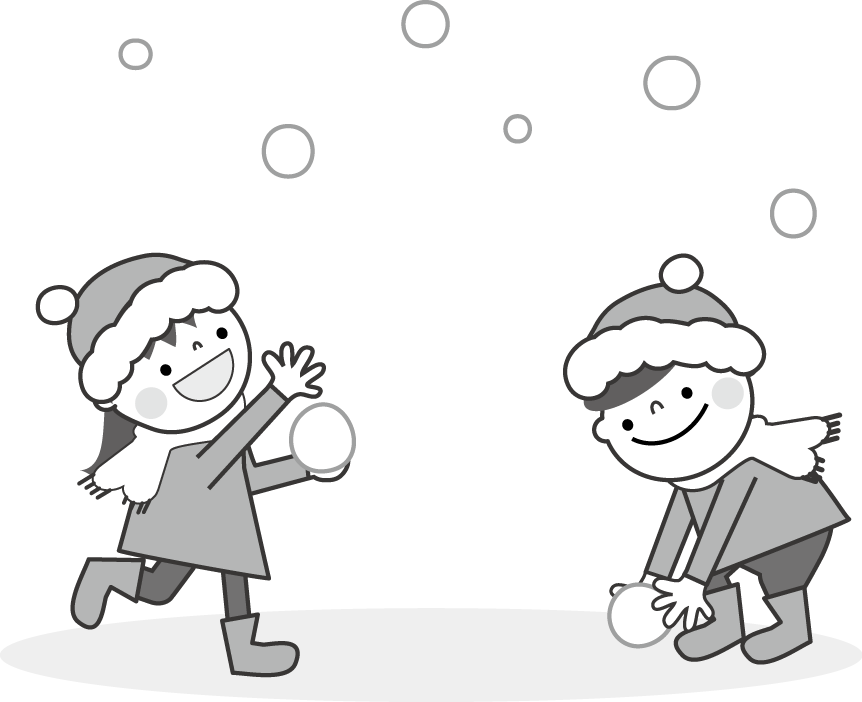 冬 雪 そり遊び スケート 雪だるま 雪合戦 のイラスト 無料イラスト