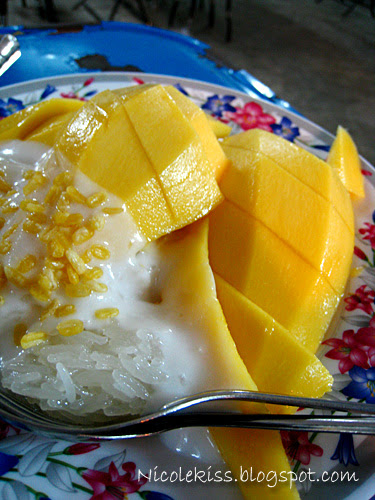 mango sticky rice and coconut milk