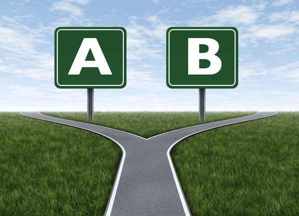 Two options with blank road signs