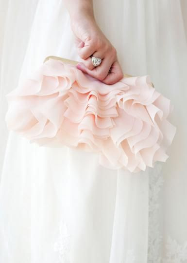 Darling pink ruffled evening bag