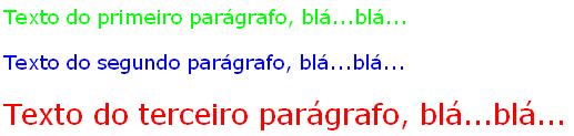 Tres textos em tamanhos e cores diferentes