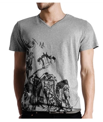 Men's graphic arteecolllage grey tattoo print tee