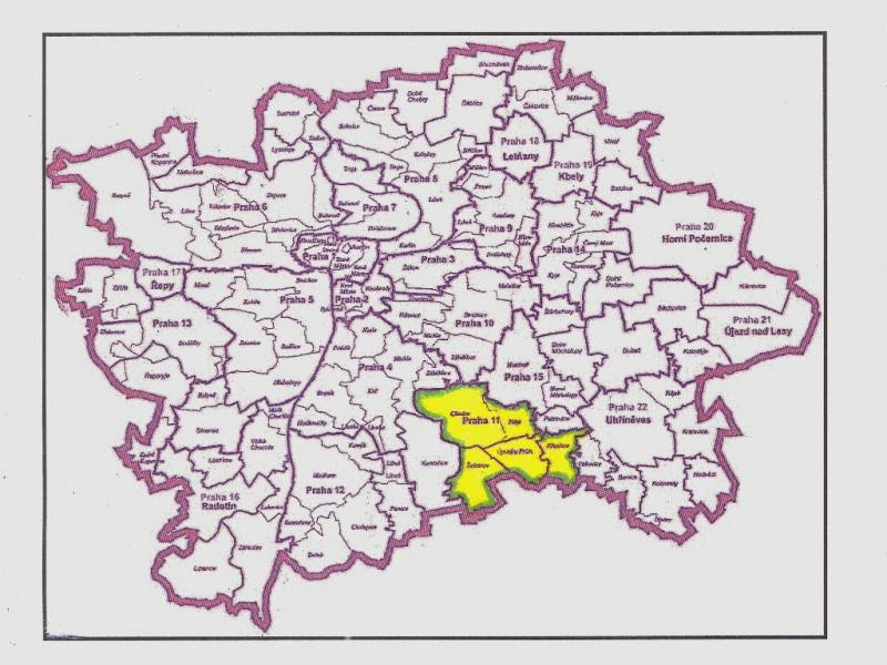 praha chodov mapa Poloha a rozloha Prahy 11   Praha 11 praha chodov mapa