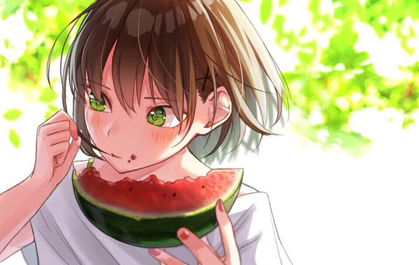 上選択 スイカ 食べる イラスト
