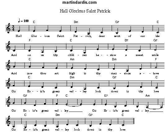 HAIL GLORIOUS ST. PATRICK Lyrics And Guitar Chords - Irish ...