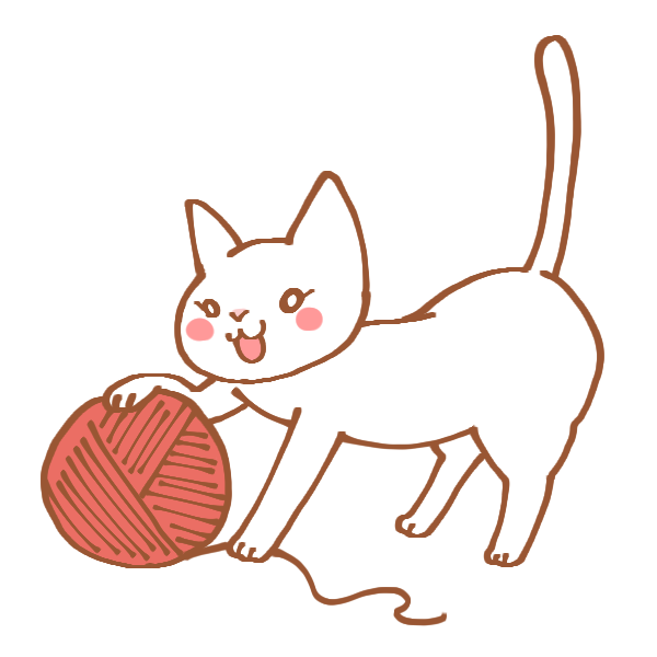 毛糸玉にじゃれる猫のイラスト かわいいフリー素材が無料のイラストレイン