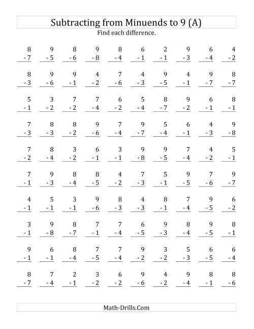 3rd-grade-subtraction-worksheets-mental-subtraction-1-10 ...