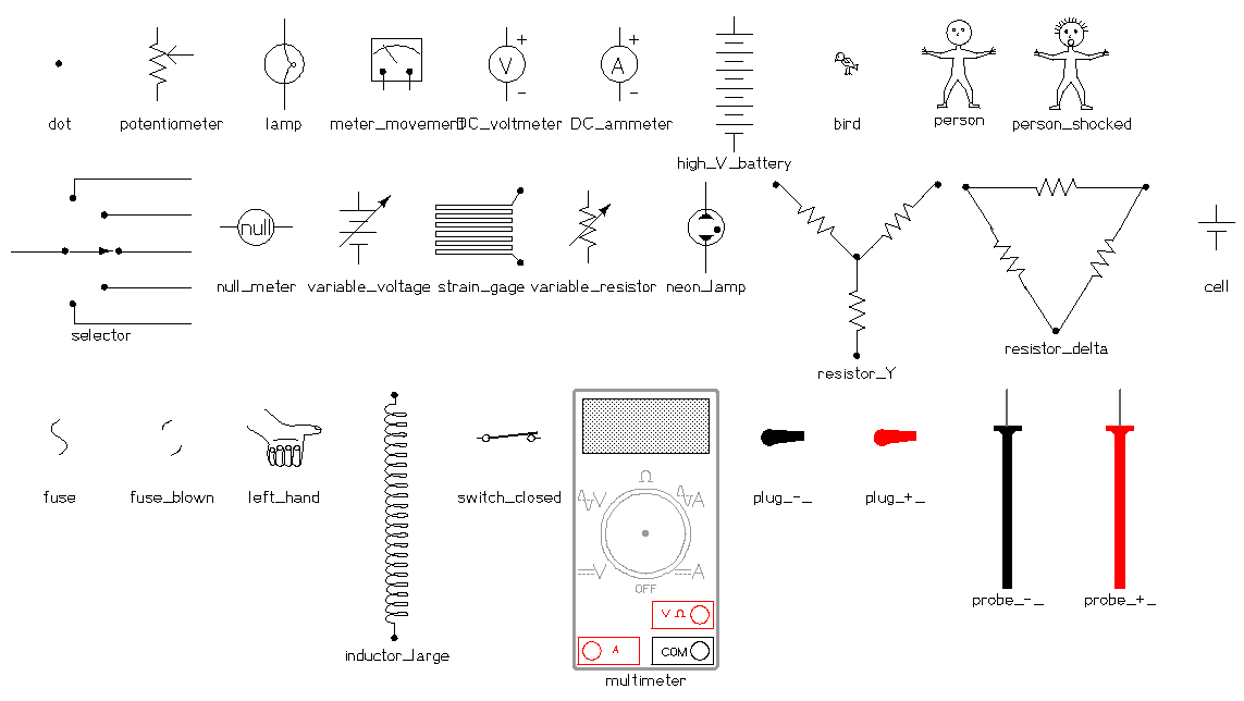 screenshot Analog DC circuit symbols (liec_dc.lps ...