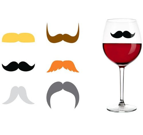 Kikkerland Dapper 'Staches Silicone Drink Markers, Set of 6