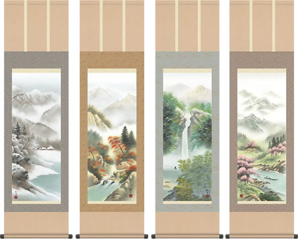 和室 インテリア 四季山水画 モダン 贈答 床の間 四季 掛軸 オシャレ 掛け軸 送料無料 掛け軸の 掛物 ギフト 掛け軸を床の間に飾る 掛軸 は和みの日本美 掛け軸で演出する 店 表装 ほなこて 掛軸 四季幽厳 四季揃え 田口紅洋 尺三 床の間 やすい