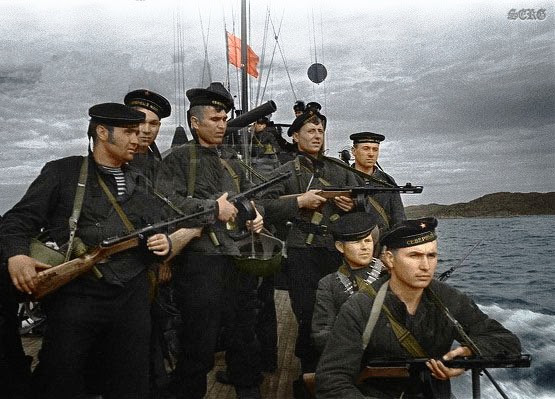 Russian soldiers during World War 2, color photo 56